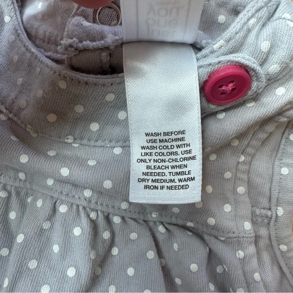 Just One You By Carters Girls Gray Polka Dot Dress Floral Sz 12M